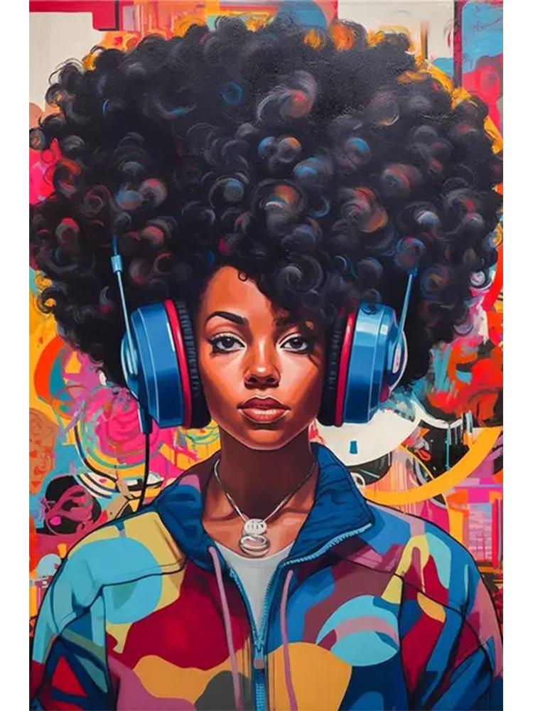 Abstract African Black Female Portrait 5DDIY Diamond Painting Art Cross Embroidery African Girl Painting Living Room Decoration