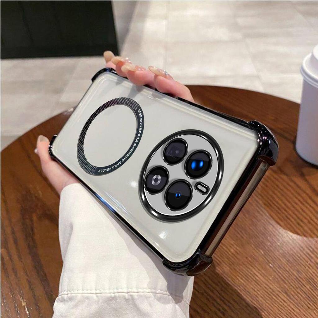 Case for realme 12 Pro+ 5G,12 Pro Clear Magnetic Casing Electroplated Lens Frame Phone Cover