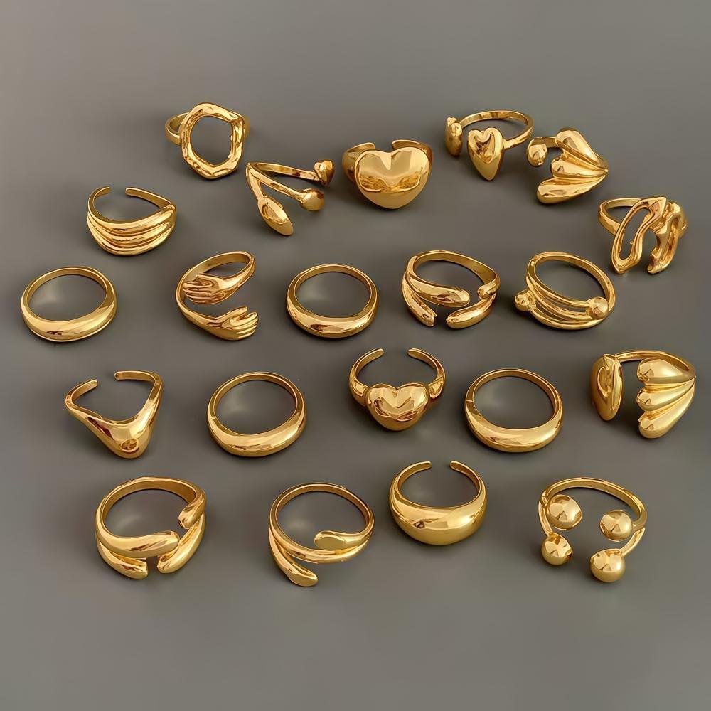 8/16Pieces Fashion Heart Geometry Irregular Open Rings Set For Women Mix Style Simple Trendy Jewelry Party Gifts