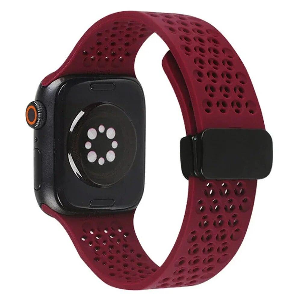 Magnetický sportovní silikonový řemínek pro Apple Watch 49mm 45mm 44mm 41mm 40mm 42mm 38mm gumička pro IWatch Series 9 8 7 6 5 4 Se Ultra 2