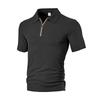 Mens Textured Fabric Half Zip Short Sleeve Polo Shirt