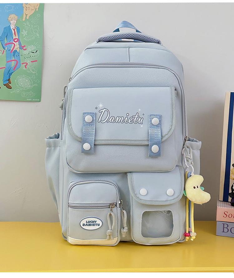 School bag summer new academic style cute large capacity school bag casual versatile backpack simple lightweight sweet backpack