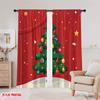 Set Of 2 Plane Printing Curtain Popular Christmas Tree Decorations Garland Versatile Polyester Fabric Without Rod Holiday