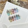 Handmade Press On Nail French Spring Summer Fresh Colorful 3D Diamond Shining Long Square Fake Nail Patch Artificial Nail Reusable
