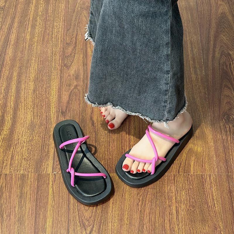 Fashion Roman Cross-strap Slippers Summer Women's Outerwear 2025 New Open-toed Internet Celebrity Super Fire Platform Sandals