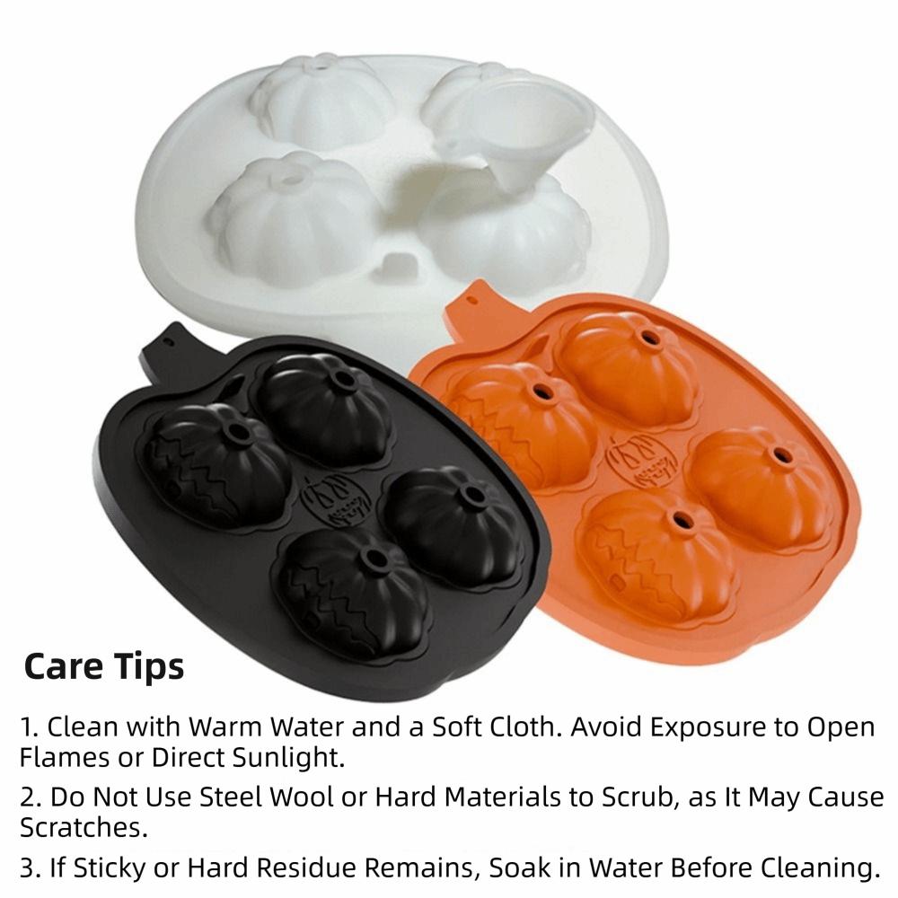 4 Grids Halloween Cake Mold Flexible Compact Pumpkin Ice Cube Tray Pumpkin Shape Household 3D Silicone Baking Mold