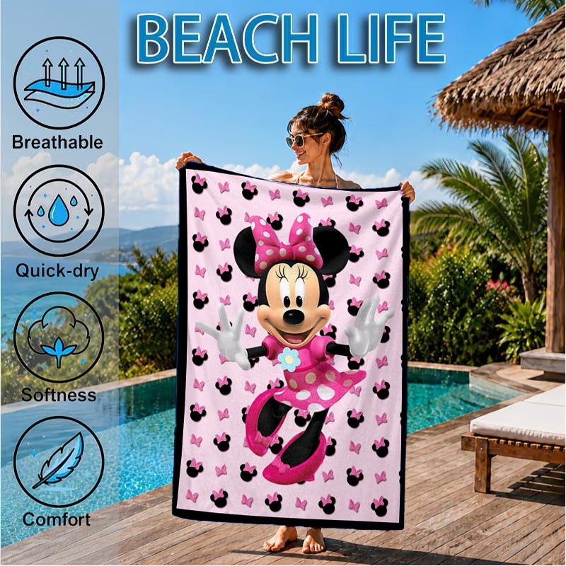 Mouse Couple Artwork Printed Microfiber Beach Towel, Soft And Absorbent, Quick-Dry, Ideal for Summer Travel, Beach Essential, Swimming Pool