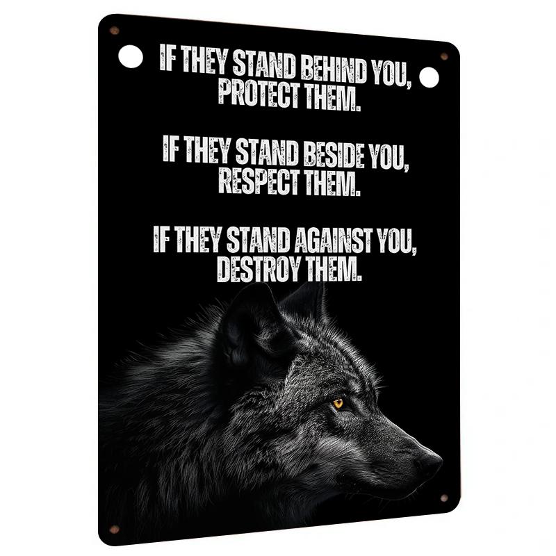 

Wolf Head Proverb Metal Iron Painting Home Wall Decor Vintage Inspirational Slogan Study Living Room Hanging Art Mural 7.9x11.8In(20x30cm)