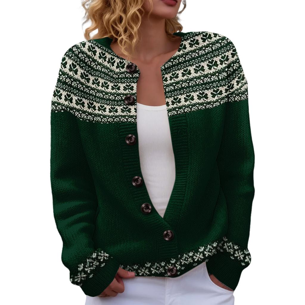 LXF-YK52 Crew Neck Cardigan St. Patrick's 3D Printed Sweater New Knitted European beautiful woman
