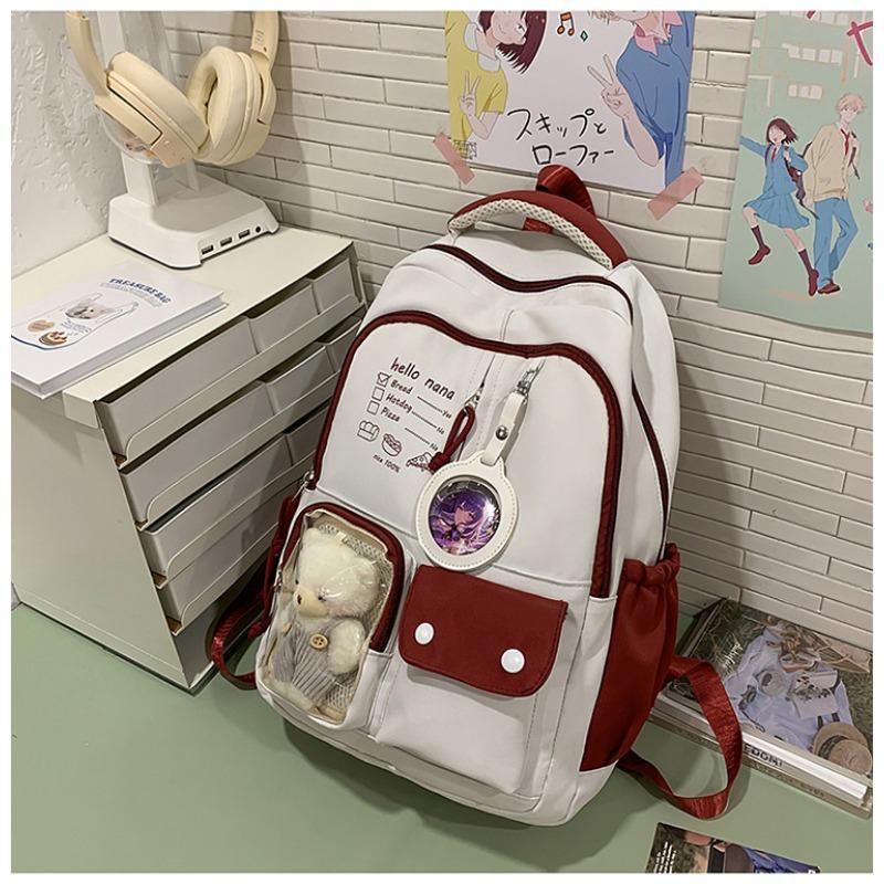 Cute Girl Backpack High School Student Schoolbag Japanese Casual Versatile Travel Contrast Color Large Capacity Backpack Couple