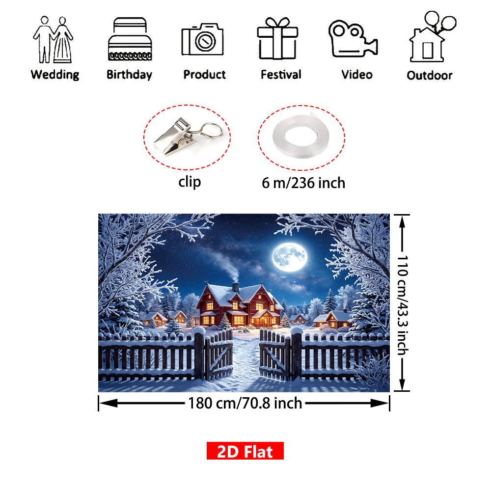 1Pcs Merry Christmas Full Snow House Scene Decoration Background Xmas Backdrop Decorations For Photo Studio Photo Booth Party