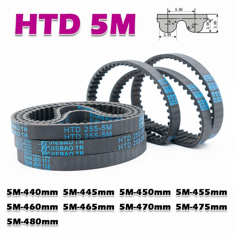 HTD 5M Rubber Closed Loop Timing Belt Perimeter HTD5M 440 445 450 455 460 465 470 475 480mm Transmission CNC Drive Width 10~50mm