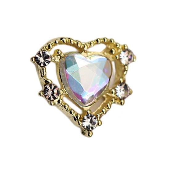 10Pcs Manicure Nail Sparkling Effect Stunning Visual Decor Three-dimensional DIY Heart Colorful Fake Diamond Nail