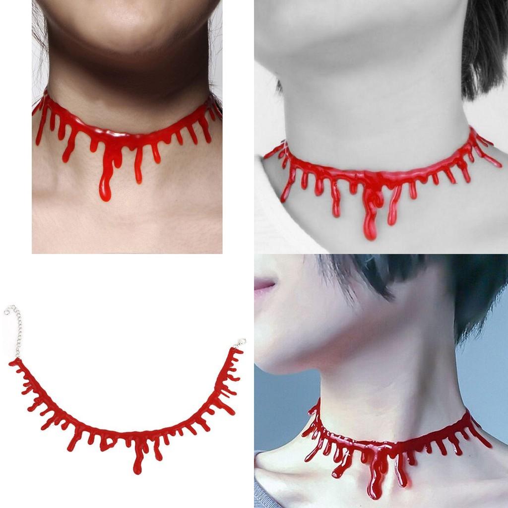 Halloween Vampire Necklace Spooky Gothic Style Plastic Geometric Blood Necklace