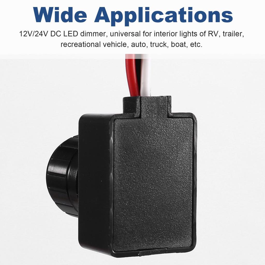 Avrpqiwy Universal 12/24V Low Voltage PMM LED Dimmer Switch with Metal Knob, LED RV Light, Indoor Ceiling Light, Vehicle Truck