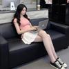 French Pink Irregular Dress Children's Summer New Explosion Small Waist Spice Girl Suit Short Skirt