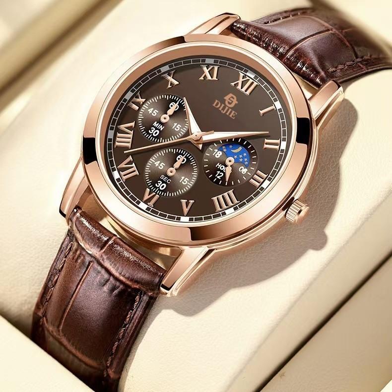 Three Eyes And Six Needles Fashion Men S Watch Men S Strap Men S Business