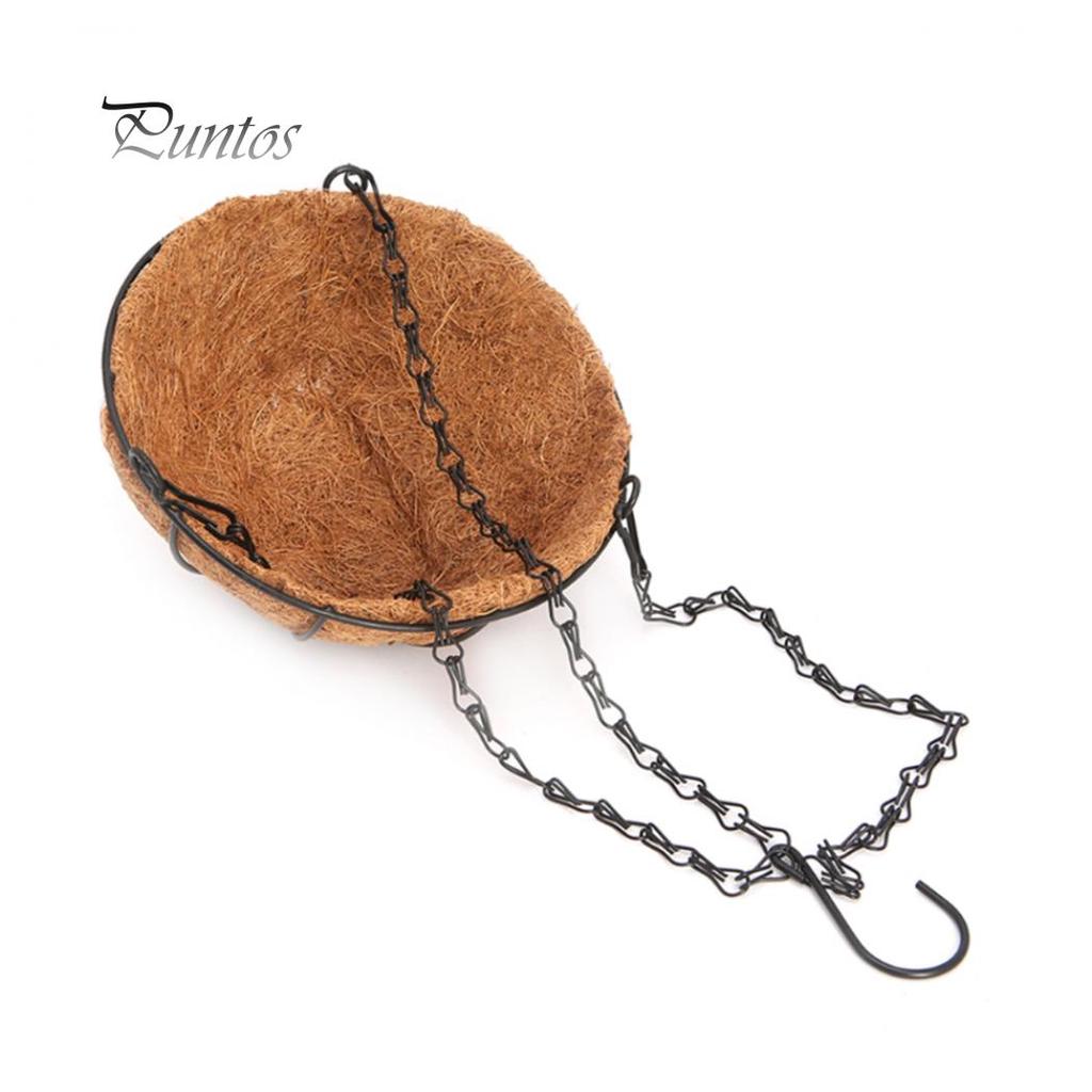 Hanging Coconut Shell Vegetable Flower Pot Basket Planter Iron Art Garden Decor