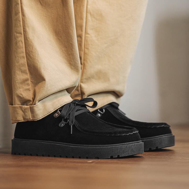 Fashion Khaki Casual Men Shoes Comfortable Suede Leather Loafers Man Platform Slip-on Men's Driving Shoes Zapatos Para Hombre