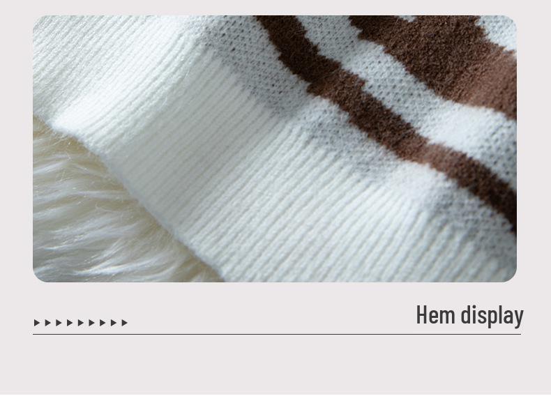 2025 Autumn/Winter Women's Zebra Print Color Block Sweater with Round Neck & Shoulder Buttons