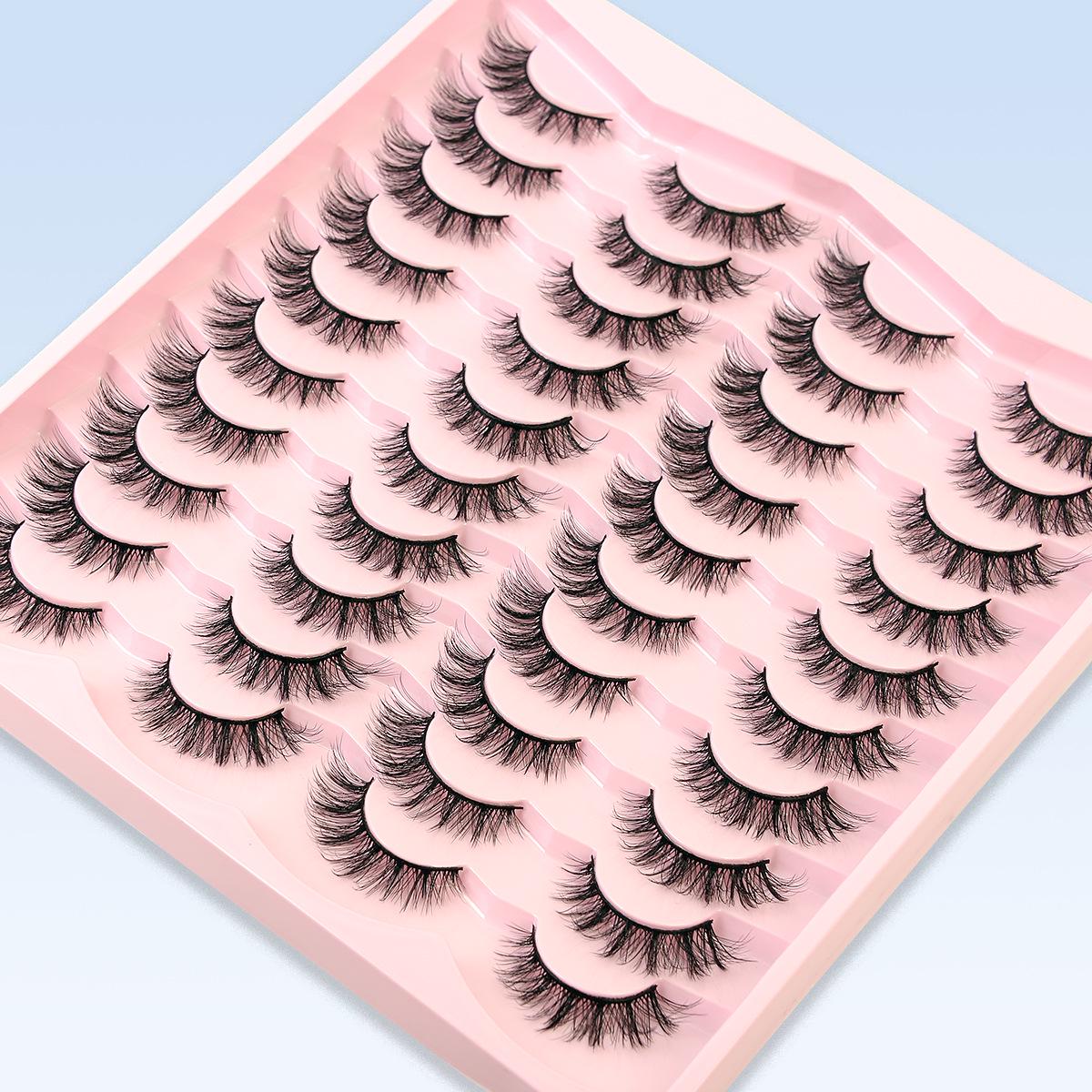 

3D Chemical Fiber Eyelashes - 20 Pairs: Natural Curl & Volume Multi-Pack