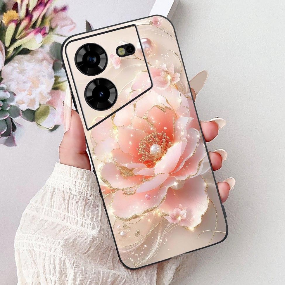 Cover For Tecno Pova 5 Case LH7n Silicone Cute Cat Fashion Flowers Luxury Painted Casing For Techno Pova 5 Phone Case Bumper