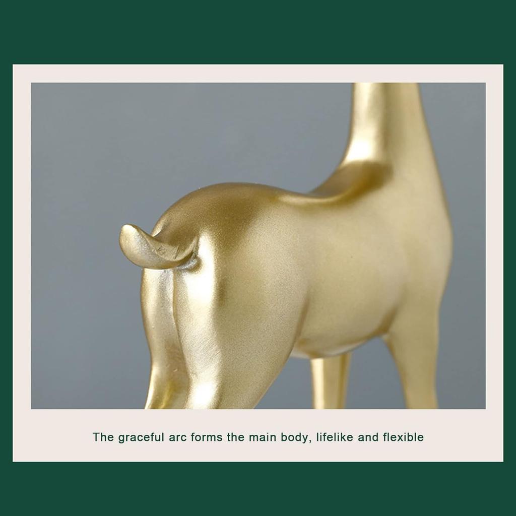 2Pcs Christmas Reindeer Figurines Decorations Resin Sitting & Standing Deer Statues Elk Figurine for Home Table Decor Wine Cabinet (Gold)