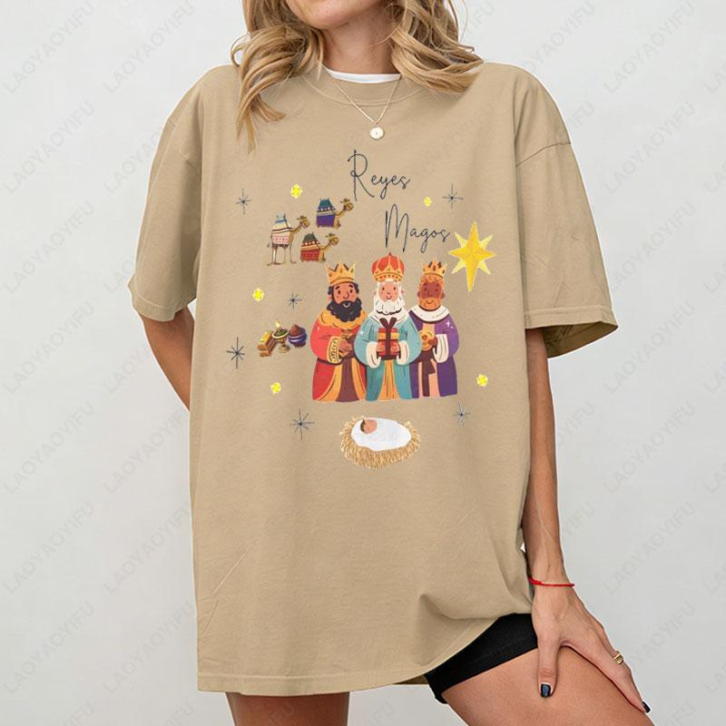 Reyes Magos Nativity Unisex Tee Wise Men Christmas TShirt Religious Holiday Shirt Three Kings Gift Top Nativity Scene Apparel