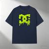 Unisex Pure Cotton T Shirt Fluorescent Green Melting Logo Print Short Sleeve Top Casual Streetwear Loose Male Summer Daily Wear Tee