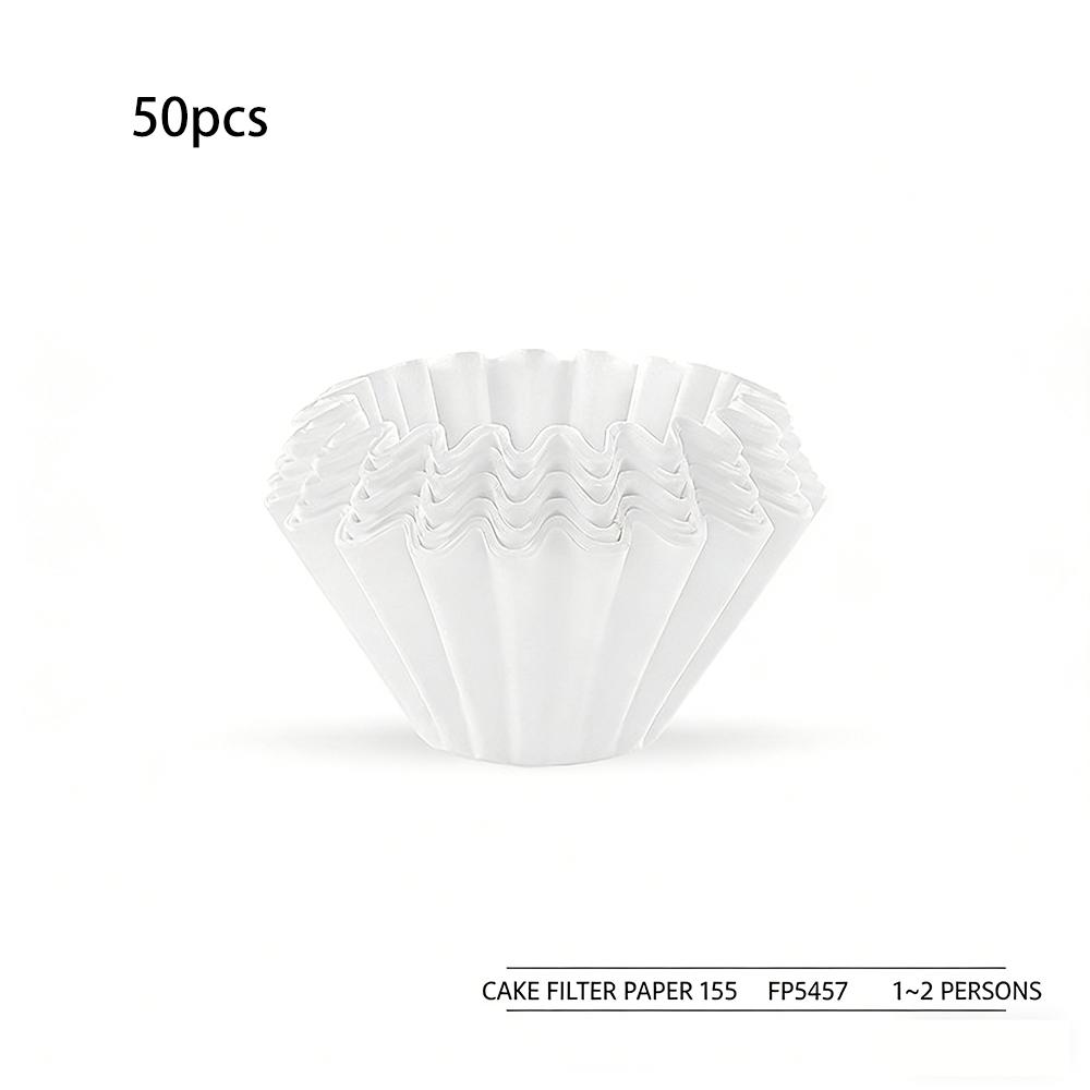 50PCS Coffee Filters Paper Drip Cups Bowl Shape Hand Brew Coffee Wood Pulp Filter Drip Paper Ripple Type Origami Cake Bowl Type 155