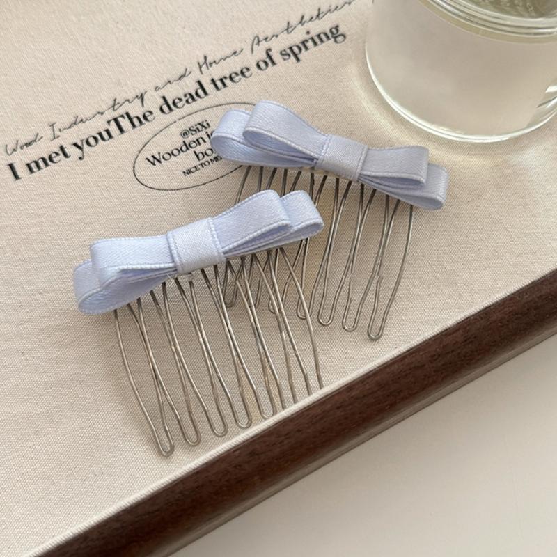 Ribbon Bowknot Hair Comb for Girl Hairpin Comb Hairclip Barrettes for Women Side Bangs Sweet Hair Styling Tool