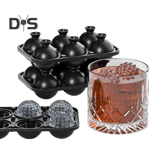 Large Ice Cube Tray Sphere Ice Cube Mold Slow Melting 6 Cavity Ice Cubes Maker for Cocktails Whiskey