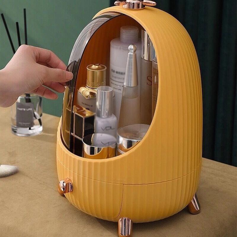 Boîte De Rangement Cosmétique Avec Serrure à Code – Design Feuille Verte, Organisateur Bureau, Protection Petits Objets