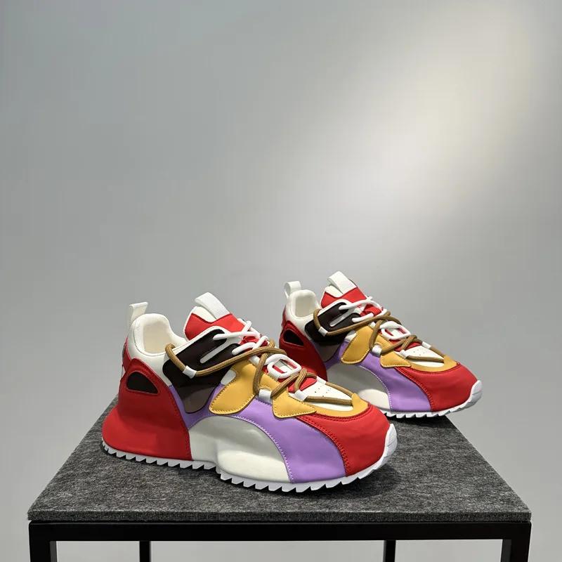Fashion Color Block Designer Chunky Sneaker Men Cover Bottom Board Shoe Fashion Casual Leather Breathable Increased Platform Shoes