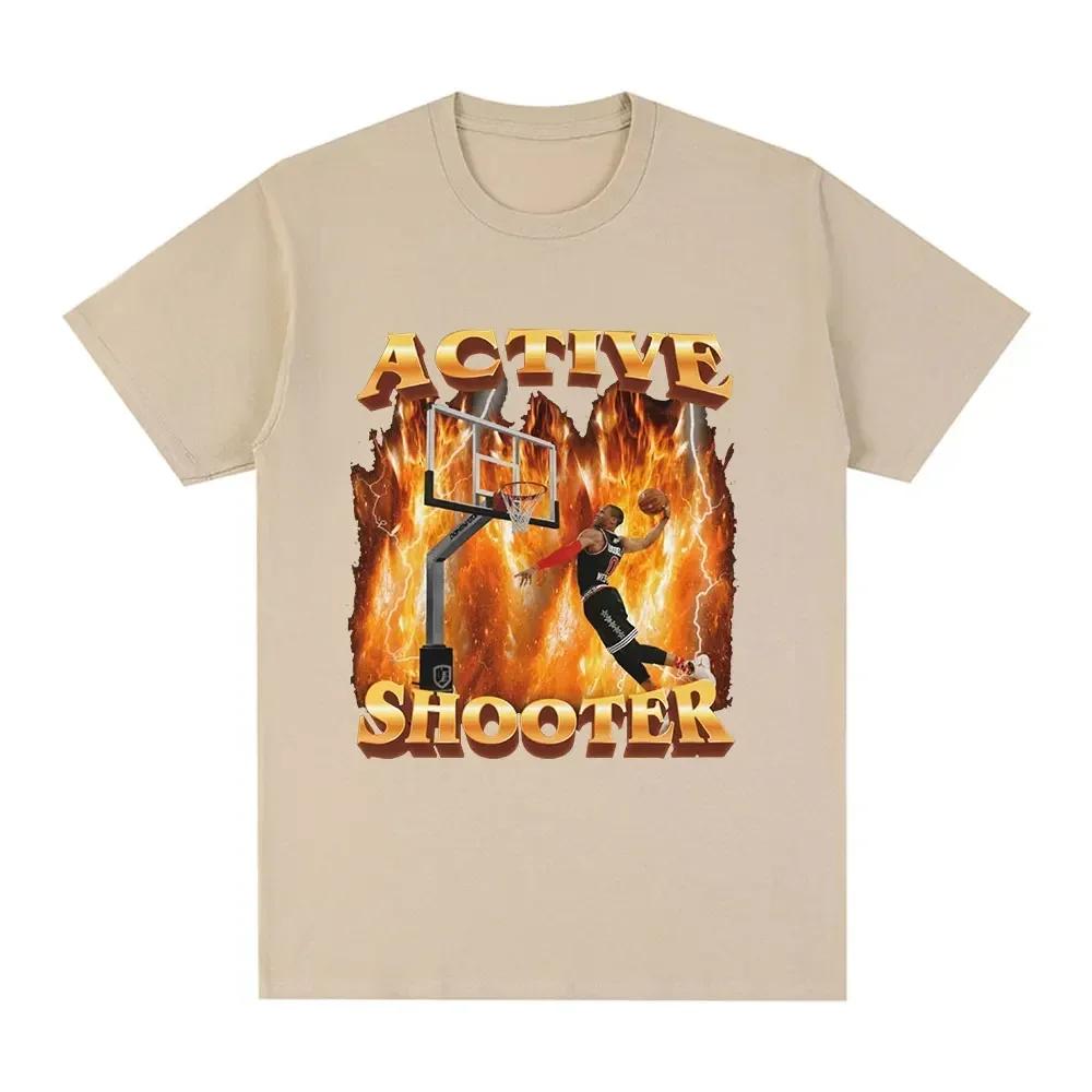 Summer Active Shooter Funny Meme Graphic T-shirt Men Women Fashion Retro Short Sleeved Tshirt Casual T Shirt Hip Hop Top