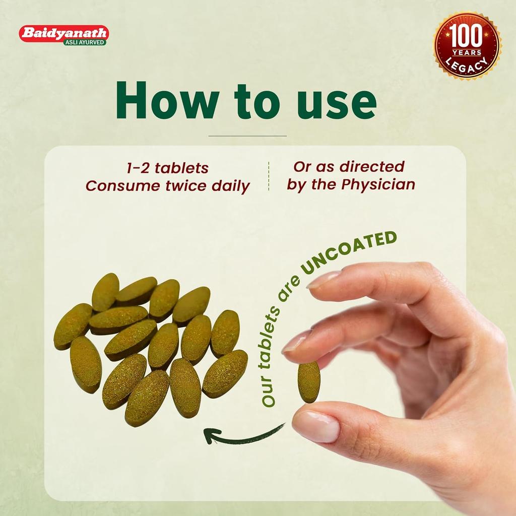 Baidyanath Hadjod Tablets Bone Strength & Joint Flexibility Support Herbal Mobility Supplement 60 Tablets Pack of 1