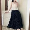 Sweet floral cake skirt female summer high waist A-fold skirt temperament fairy skirt gentle cotton and silk nightdress
