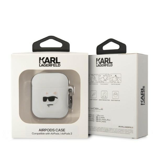Etui do AirPods 1 Karl Lagerfeld Silicone Choupette Head Białe