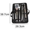 3/9/20 PCS For Camping Outdoor Spatula Fork Tongs Knife Brush Skewers BBQ Tools Set Stainless Steel Barbecue Utensil