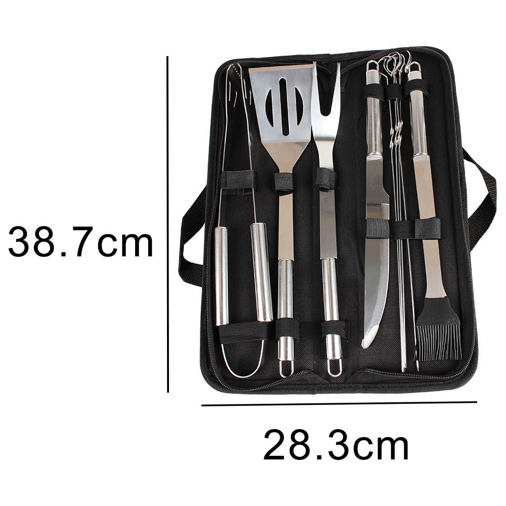 3/9/20 PCS For Camping Outdoor Spatula Fork Tongs Knife Brush Skewers BBQ Tools Set Stainless Steel Barbecue Utensil