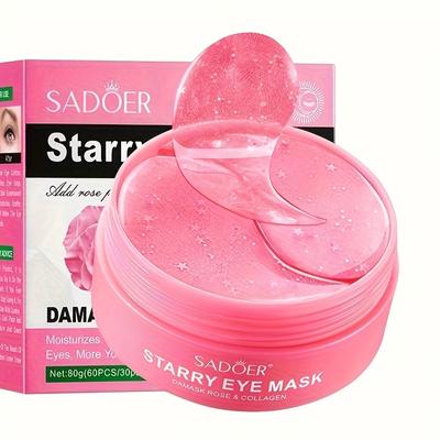 60pcs SADOER Rose Starry Collagen Eye Mask Anti Dark Circles Remove Eyes Bags Moisturizing Firming Eye Patches Eyes Skin Care