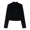 2026 Spring New European and American Cross-border Women's Clothing Buckle Decorative Stand-up Collar Long-sleeved Short Jacket W017 D055