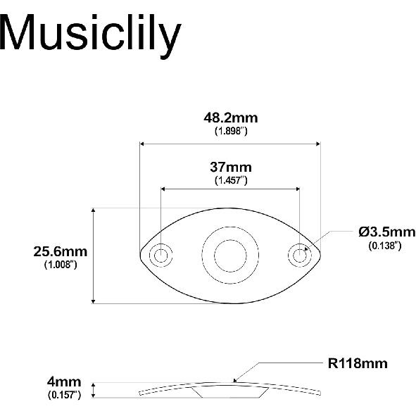 Musiclily Metall 1/4" Ovaler Gitarren-Eingangsbuchsen-Platte Ausgangsbuchsen-Platte Buchse mit Schrauben für Fender Strat Tele Style E-Gitarre, Chrom