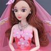 Princess Elegant Drag Tail Wedding Dress +Veil + Bow Hair Clip for 30cm Doll Clothes Kid DIY Toy Girls Gift Accessories