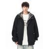 Wassup Trendy Brand Fake Two-Piece Plaid Hooded Jacket for Men, Autumn and Winter Style, Loose Fit, Versatile Trendy Coat for Teenagers