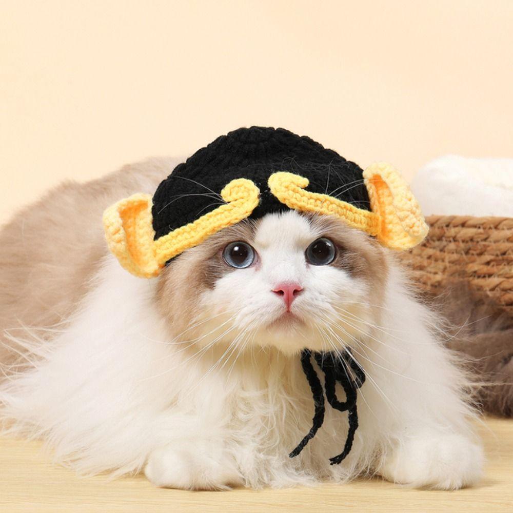 2023 Cartoon Handmade Warm Elastic Pet Cap Frog Hat for Party Photo Props Cat Hat