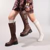 2025 Super Fire Stiefel Dicker Absatz Dicke Sohle Mode Lange Stiefel Runde Spitze Dicker Absatz Schmal Vielseitig Kniestiefel Exklusiv