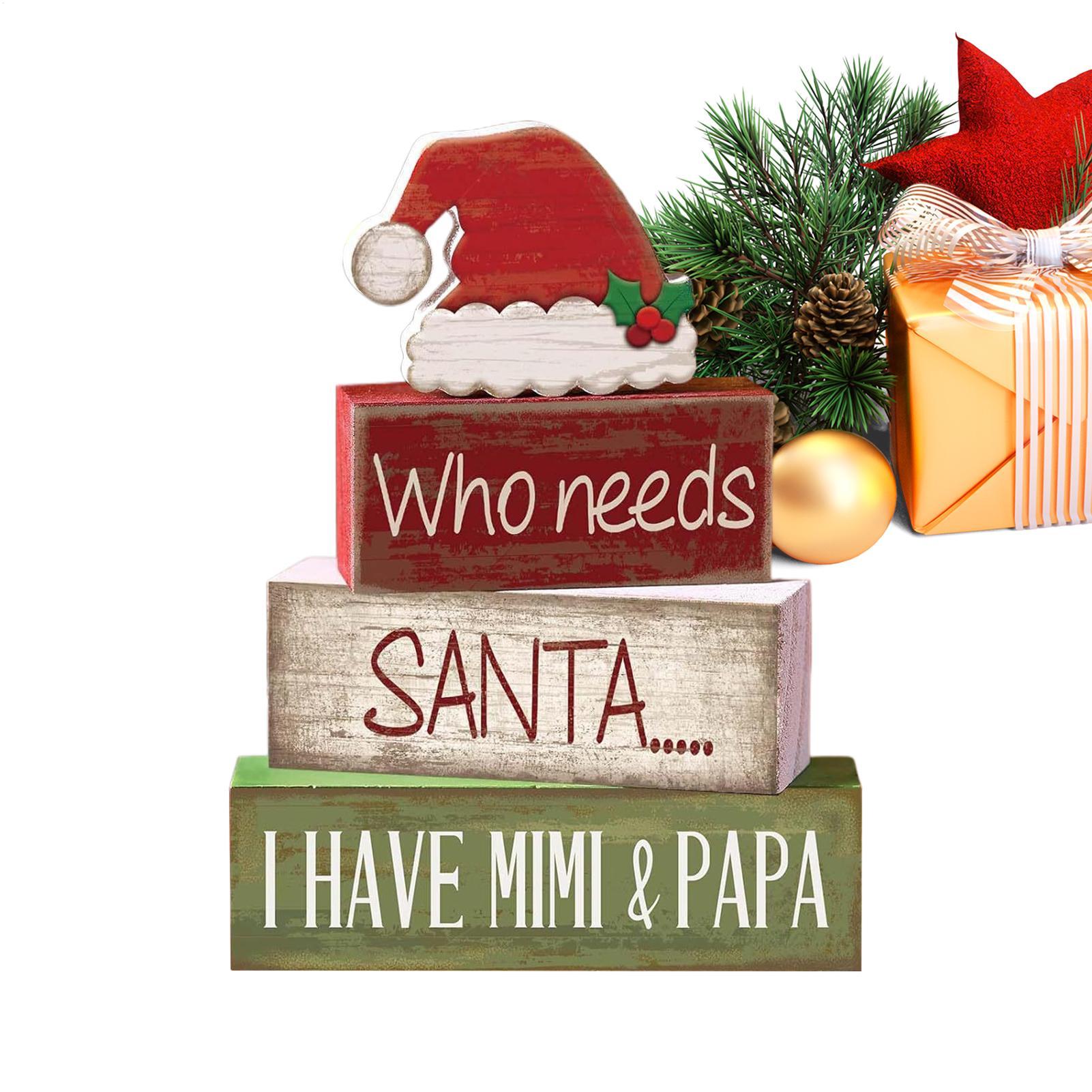

4 Pcs/set Christmas Tray Decoration Wooden Santa Claus Hat Table Decoration For Shelf Kitchen Bedroom Living Room Office China Mainland