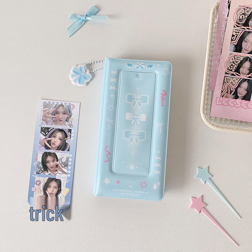 Simple Bow Four-Grid Photo Album & Ticket Stub Organizer for Girls - Star-Chasing Idol Card Holder