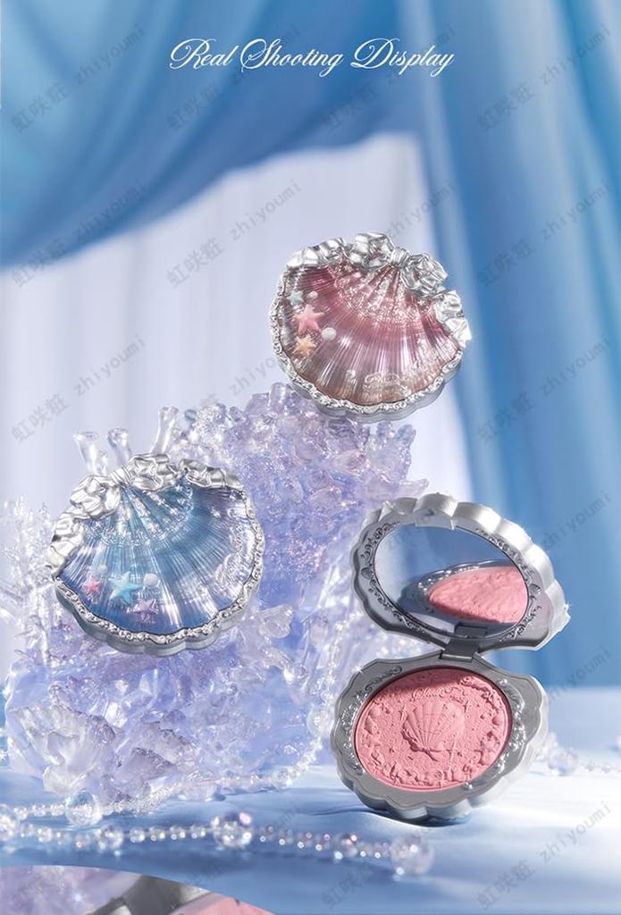 Flower Knows Shell Pearl Cheek - Popular Powder Blush - Matte Finish - Brightening Color - Highly Pigmented - Lightweight - Soft and Fine Powder - Nat